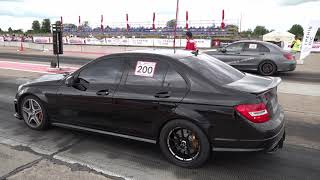 Mercedes C63 AMG W204 vs C63 AMG W205 vs CLA 45 AMG  Drag Race [upl. by Basile136]