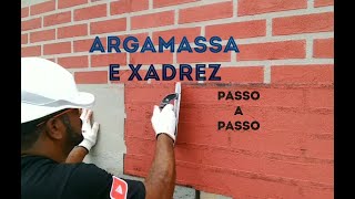 ARGAMASSA E XADREZ  EFEITO TIJOLINHO  PASSO A PASSO [upl. by Pippa]