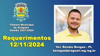 Requerimentos Vereador Renato Bnegas 12112024 [upl. by Heyra]