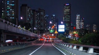 Night Driving Seoul City  Gangnam and Expressway with Chill Lofi Hiphop Beats POV 4K HDR [upl. by Nosnej]