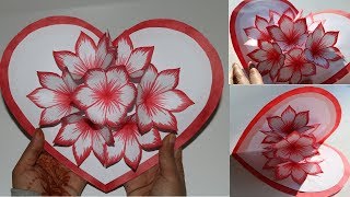 DIY Flower Pop up Card 2Paper CraftsHandmade craft [upl. by Ahsenac]