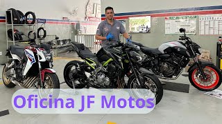 Motocicletas em manutenção e a venda  JFMP [upl. by Einttirb]