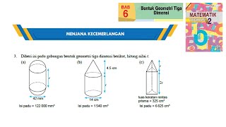 KSSM Matematik Tingkatan 2 Bab 6 bentuk geometri tiga dimensi menjana kecemerlangan no3 buku teks [upl. by Yokum]