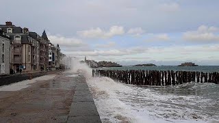 Grande marée  4 mars 2022  SaintMalo le Sillon [upl. by Marlene318]