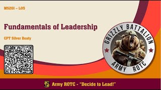 Fundamentals of Leadership  MSL201 Lesson 05  ROTC [upl. by Eddina]