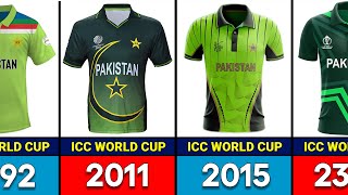 Evolution of Pakistans World Cup Jersey 1975  2023 [upl. by Lemaj]