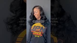 Side part sew in with leave out tutorial dallashair dallashairstylist sidepart hairextensions [upl. by Nahgiem345]