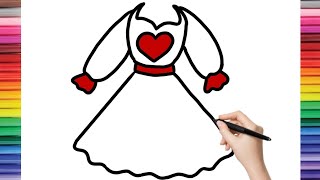 How to draw a Dress  Valentines day dress  baby doll dress [upl. by Dohsar206]