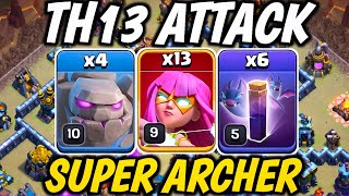 Golem Super Archer Attack  Th13 Golem Attack  Th13 Yeti Super Archer Bat  Th13 Attack Strategy [upl. by Tallula]