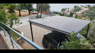 RECENSIONE IMPIANTO FOTOVOLTAICO su PENSILINA parcheggio da 54kW in ferro zincato a Recco GE [upl. by Lippold874]