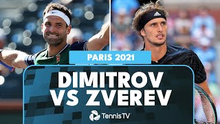 Grigor Dimitrov vs Alexander Zverev Entertaining Match Highlights  Paris 2021 [upl. by Ydnolem]