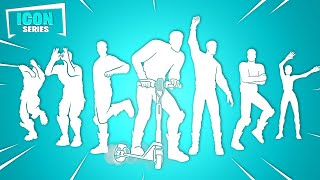 All New Icon Series And TikTok Dances amp Emotes In Fortnite Youre a Winner Get Griddy Starlit [upl. by Towne]