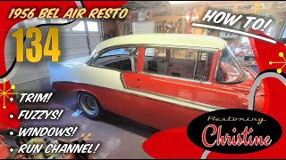 E134 How to Install Windows Vent Glass Trim Fuzzys amp Run Channel 1956 Chevy Bel Air Restoration [upl. by Einra23]