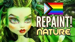 Repaint Nature Dragon  Custom Ooak Art Doll  MonsterHigh Doll Makeover  Pride Doll Collaboration [upl. by Welcome]