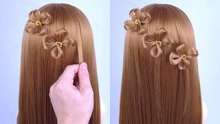 Easy amp Unique Hairstyle For Wedding amp Prom  Waterfall Braid Half Up Half Down Tutorial Step By Step [upl. by Annawit425]