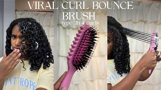 Testing The Viral Curl Bounce Brush on Type 3B4 Curls  For Defined Curls [upl. by Narud]