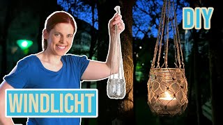 Makramee Windlicht einfach selber machen aus Marmeladenglas und Paketschnur [upl. by Seldan]