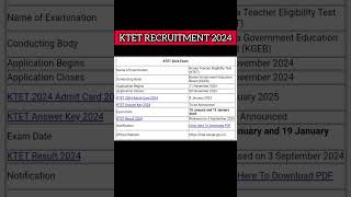 KTET RECRUITMENT 2024 🥳  APPLY NOW shorts ktetexam teacher job recruitment [upl. by Akiram]