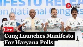 Live I Mallikarjun Kharge Announces Congress Guarantee Scheme for Haryana Assembly Election [upl. by Jephthah]