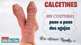 Como TEJER CALCETINES a dos Agujas Babuchas sin costura todos los talles [upl. by Oicatsana957]