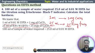 Water treatment  question on EDTA method  Engineering chemistry  btech chemistry [upl. by Schacker]