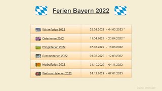 Ferien Bayern 2022 [upl. by Nylasoj]