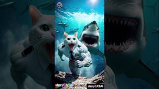 😼White Cat Captain💪🫧 Fighting🦈 Sharks cat cute sharkshorts viralvideo viralshorts ai aiart [upl. by Kelsey]