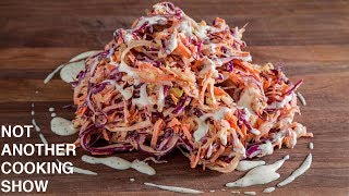 how to make CREAMY COLESLAW from scratch [upl. by Pinkham158]