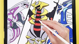 포켓몬 그리기 How To Draw pokemon  Legendary Pokemon Palkia Dialga Giratina  easy drawing coloring [upl. by Hairabez316]