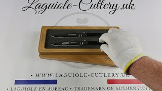 Set of 2 Laguiole Steak Knives Buffalo Horn [upl. by Kirchner]