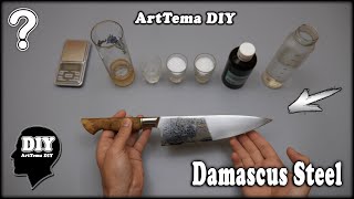 DIY  Etching Damascus Steel at Home  Knife Making How To  Tip [upl. by Corsetti]