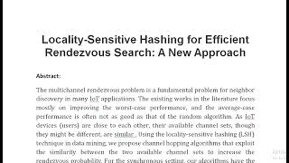 Locality Sensitive Hashing for Efficient Rendezvous Search A New Approach [upl. by Aibara]