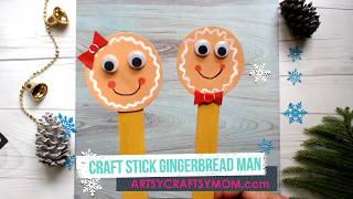 How To Make A Craft Stick Gingerbread Man Ornament [upl. by Atinyl717]