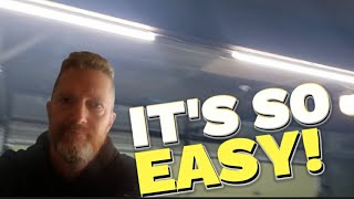 How to install LED lighting in garage fast cheap and easy😎 diy green [upl. by Garreth659]