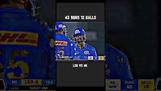 43 RUNS 12 BALLS🔥LSG vs MI thriller mach cricket shorts [upl. by Caryl616]