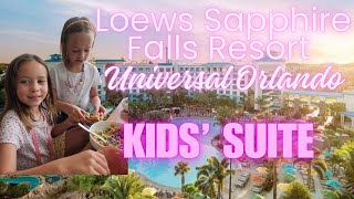 Exploring Loews Sapphire Falls Resort Tour amp Kids Suite Experience at Universal Orlando Family Vlog [upl. by Solahcin571]