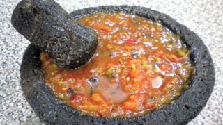 SALSA DE MOLCAJETE MARTAJADA 2  RECETA FACIL [upl. by Thagard458]