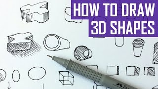 How to Draw 3D Shapes  Exercises for Beginners [upl. by Azaleah]