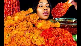 SPICY FRIED CHICKEN MUKBANG  2x SPICY NOODLES  MUKBANG  CAJUN SEAFOOD BOIL SAUCE  ASMR EATING [upl. by Anaiek]