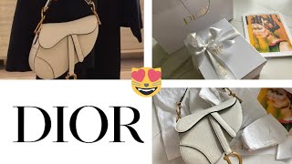 디올 가방  크림색 새들 미니백 👜 Dior SADDLE BAG mini Latte Grained Calfskin [upl. by Liggitt]