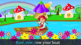 Row Row Row Your Boat Nursery Rhyme HD with lyrics by eFlashApps [upl. by Archer]