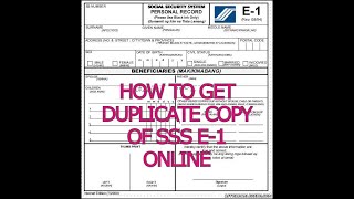 How to get another copy of SSS E1 onlinePaano kumuha ng duplicate ng SSS E1 online [upl. by Aisatnaf]