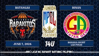 Junior MPBL Season 2  Batangas Barakitos VS Biñan Tatak Gel  14U [upl. by Buddy]