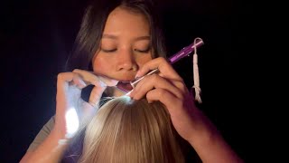 asmr wig on mic ✮ scalp check dandruff removal scratching massage hair brushing [upl. by Nitsreik629]