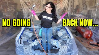 Painting The Engine Bay On My EK Civic Hatchback  Turning Garage Into a Paint Booth [upl. by Noremmac]