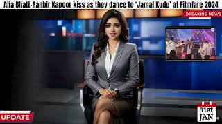 Alia Bhatt Ranbir Kapoor kiss as they dance to ‘Jamal Kudu’ at Filmfare 2024 [upl. by Allista]