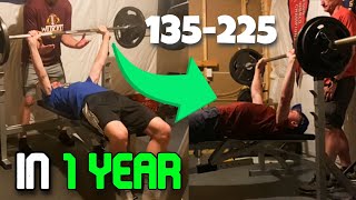 1 YEAR BENCH PRESS TRANSFORMATION 135225 [upl. by Sousa]