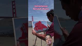 Jembatan nya Jadi Berubah Warna Kabur goldengatebridge beach painting art redgate magic like [upl. by Innattirb]