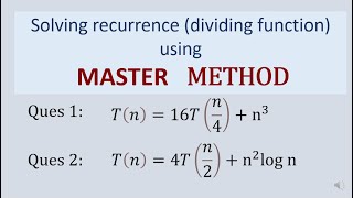 Master Method for Solving Recurrences Dividing Function Example video [upl. by Wimsatt]