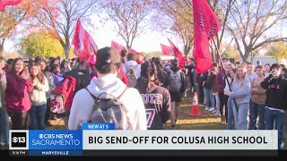 Community sends off Colusa Highs football team to state championship game [upl. by Batha854]